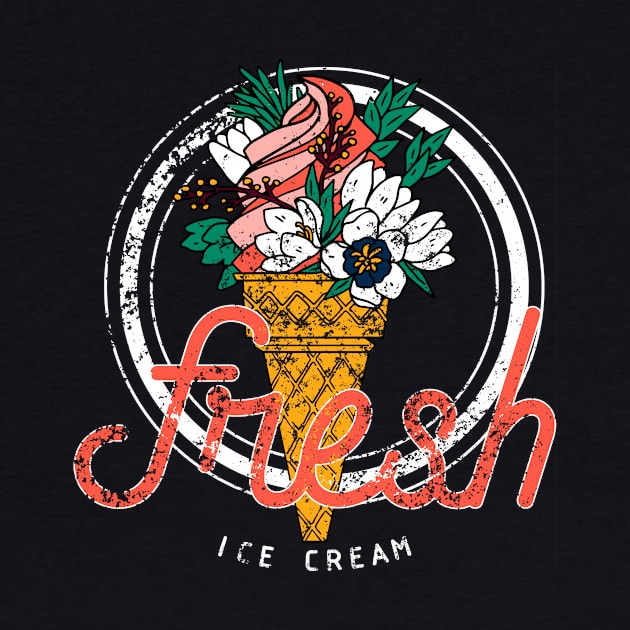 Vintage Fresh Ice Cream with Flowers by XOZ